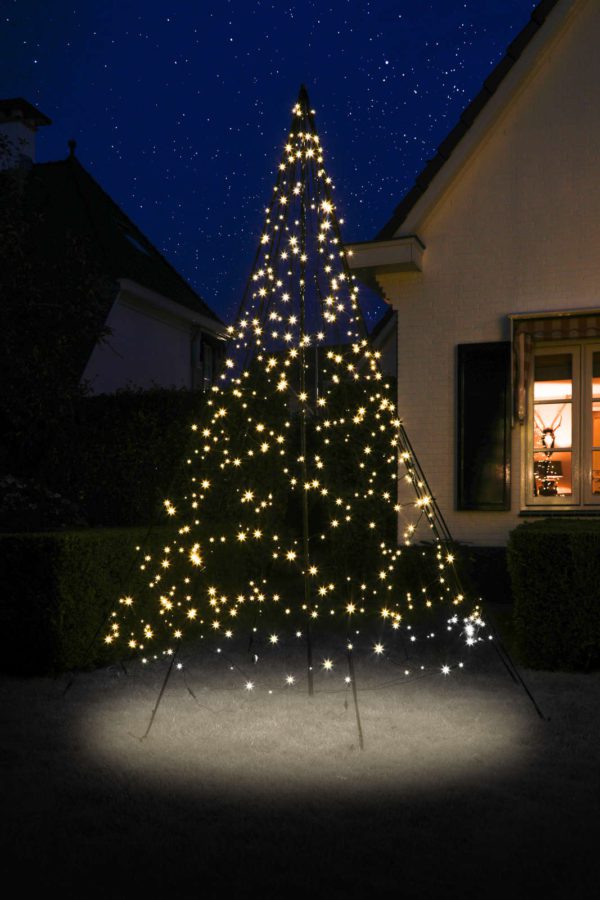 Sapin de Noël lumineux LED à lumière fixe blanc chaud sur secteur