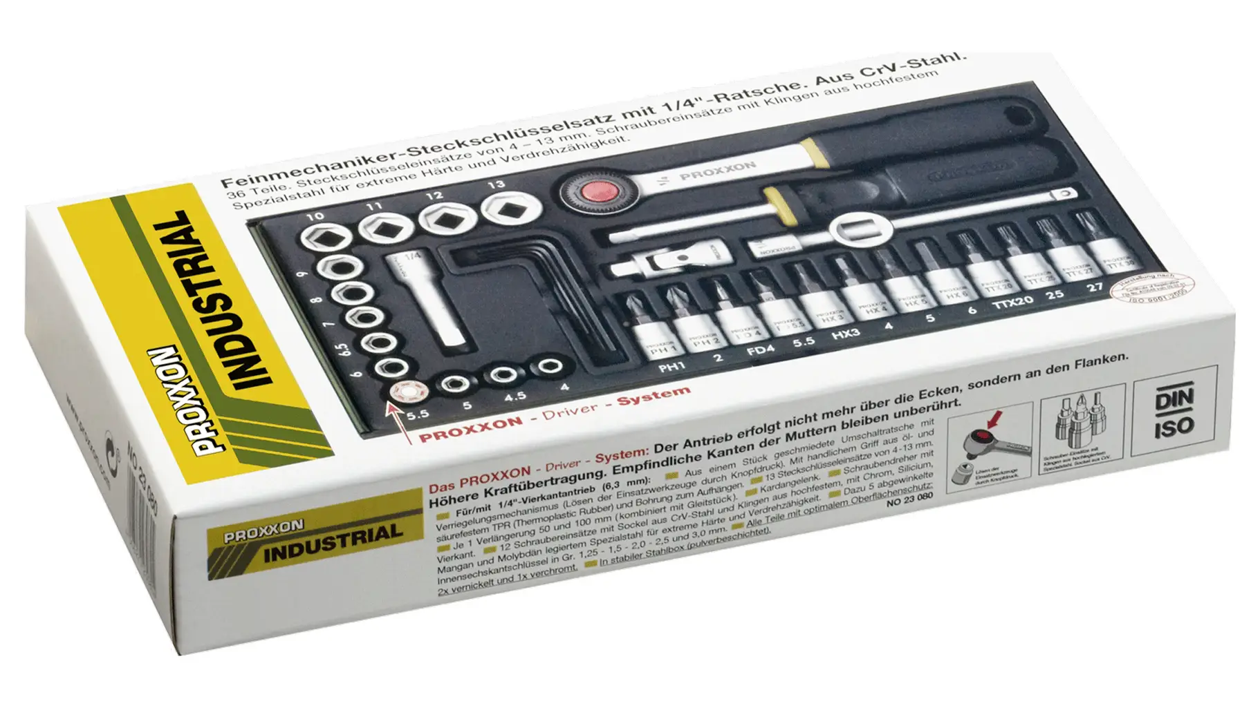 COFFRET POUR LA MÉCANIQUE DE PRÉCISION AVEC CLIQUET 1/4&Prime;, 36 PIÈCES