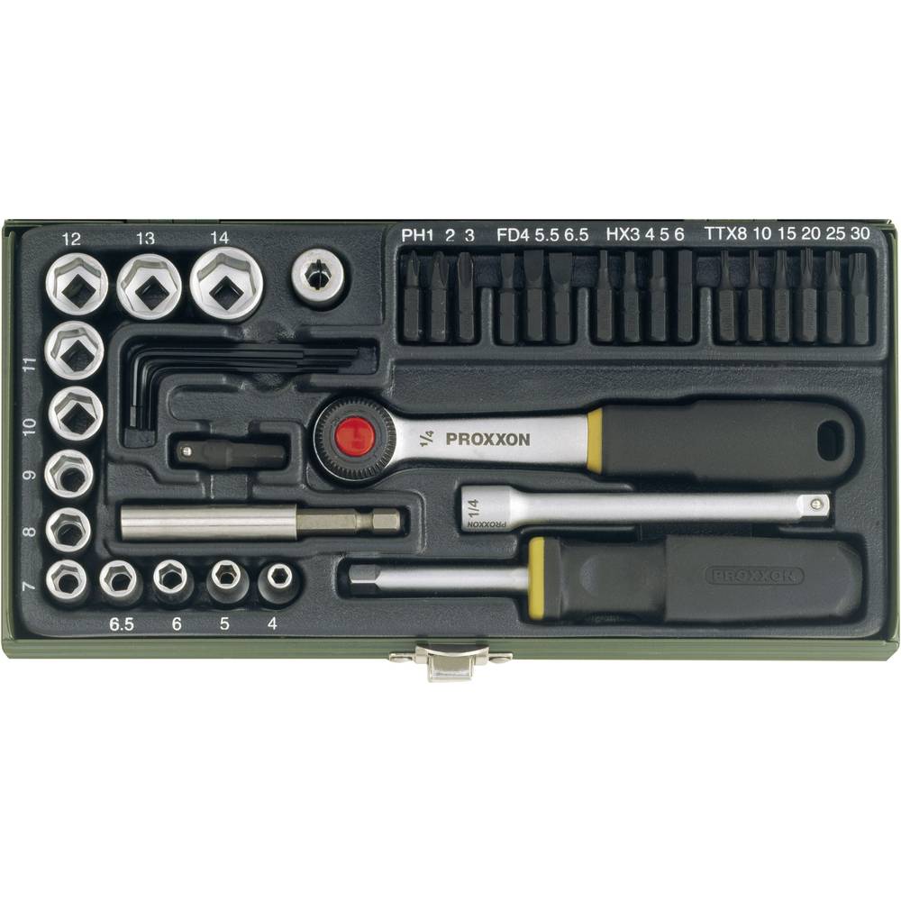 COFFRET DE VISSAGE AVEC CLIQUET 1/4&Prime; » ET SUPPORT MAGNÉTIQUE  39 PIÈCES