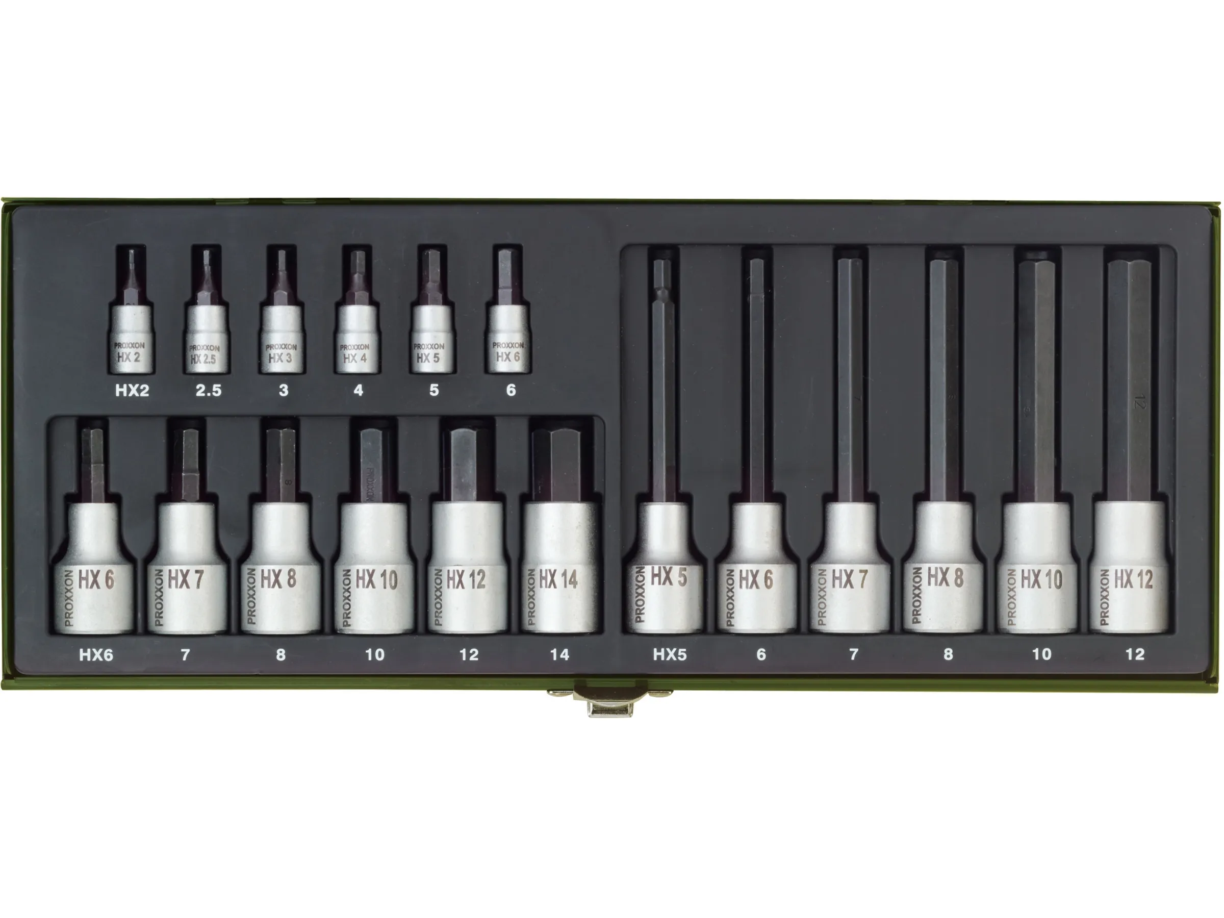 COFFRET SPÉCIAL POUR VIS À 6 PANS CREUX, 18 PIÈCES
