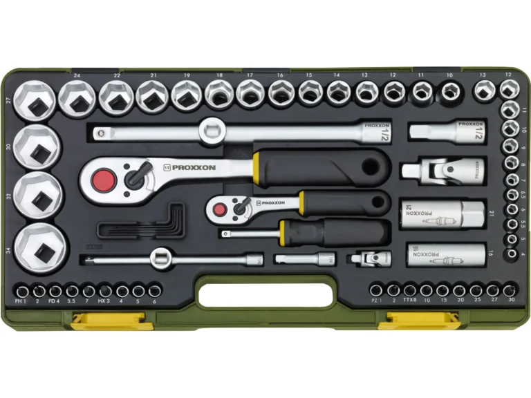 COFFRET COMPLET AVEC CLIQUETS 1/4" ET 1/2", 65 PIÈCES