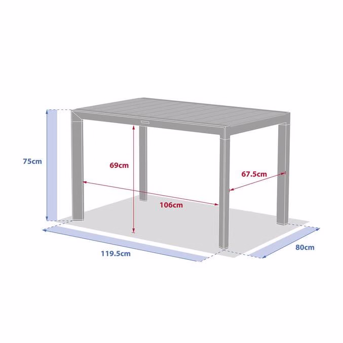 TABLE DE JARDIN EFFET BOIS LIN / ARGILE