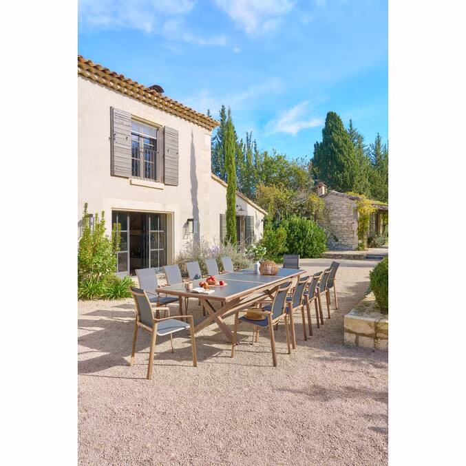 CHAISES DE JARDIN EMPILABLES « AXANT » GRIS POIVRE / MIEL