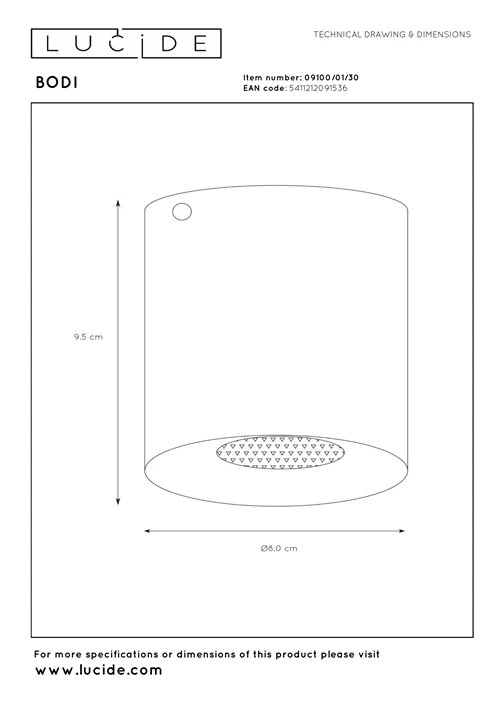 LUCIDE BODI, SPOT PLAFOND NOIR