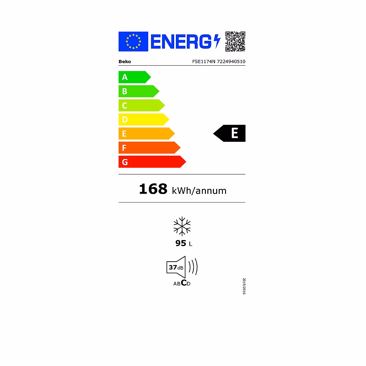 BEKO CONGÉLATEUR VERTICAL SOUS COMPTOIR 95 L BLANC
