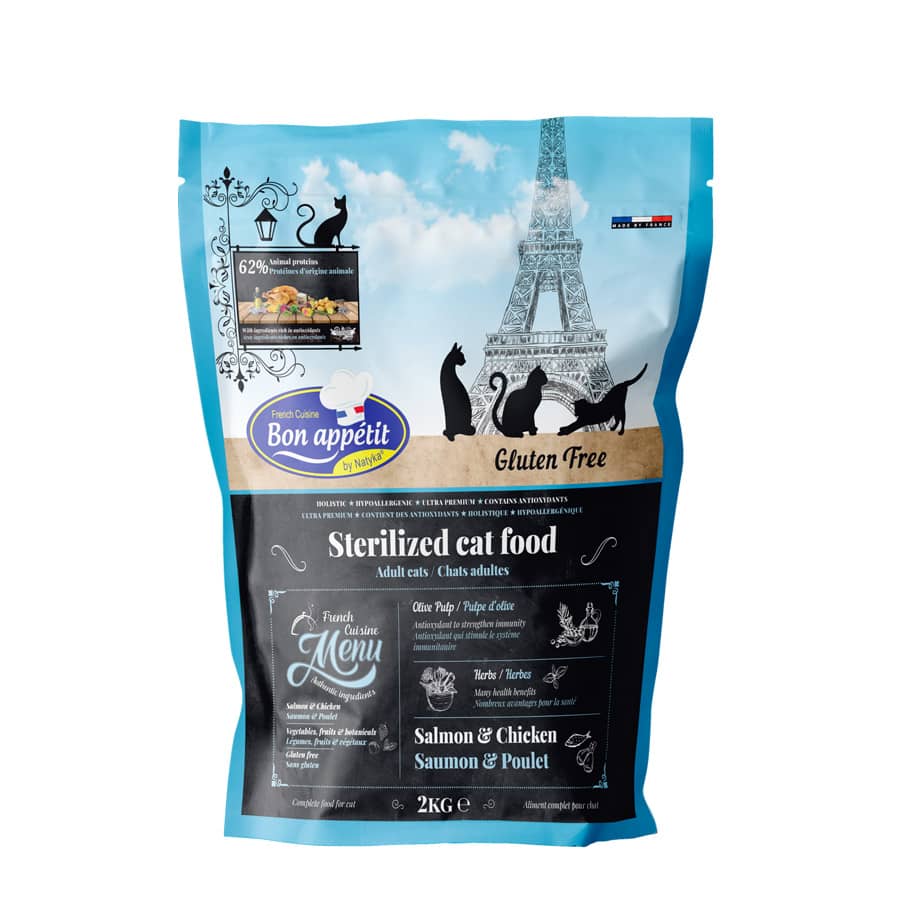 Croquettes chat adulte Stérilisé – Saumon & Poulet – 2 kg