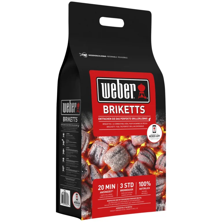 BRIQUETTES DE CHARBON DE BOIS, WEBER, 4KG