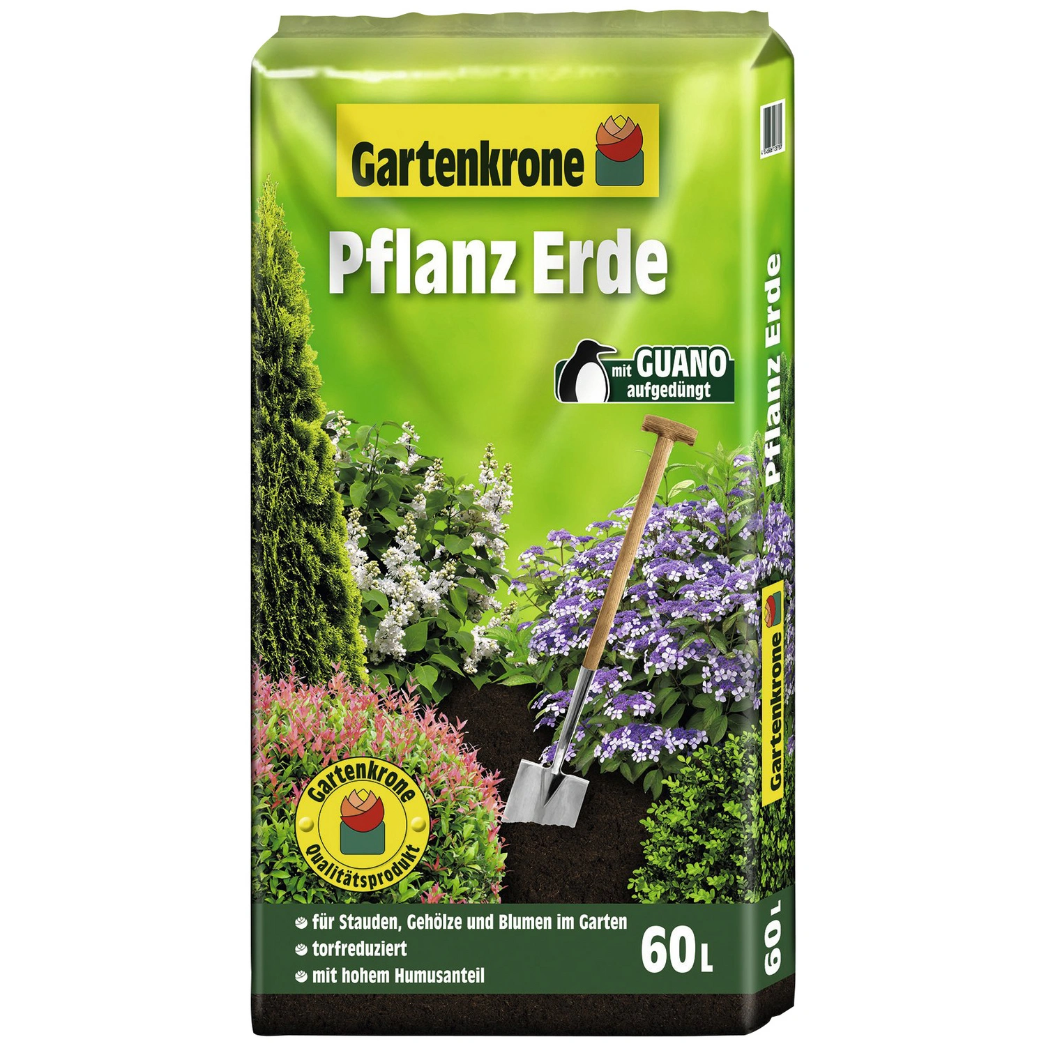 TERREAU À TENEUR RÉDUIT EN TOURBE POUR PLANTES, FLEURS, LEGUMES & ROSIERS GARTENKRONE 60 L
