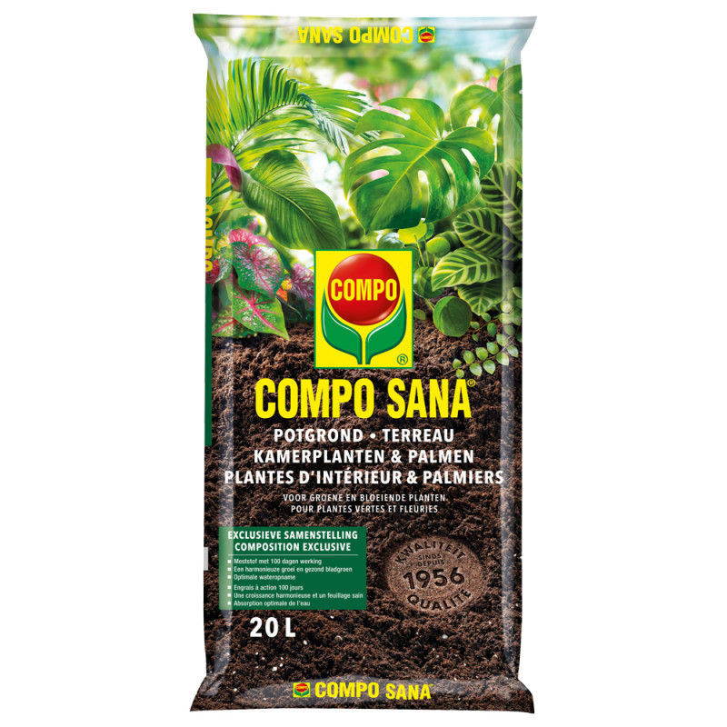 TERREAU COMPO POUR PLANTES D&rsquo;INTERIEUR ET PALMIERS DE 20L