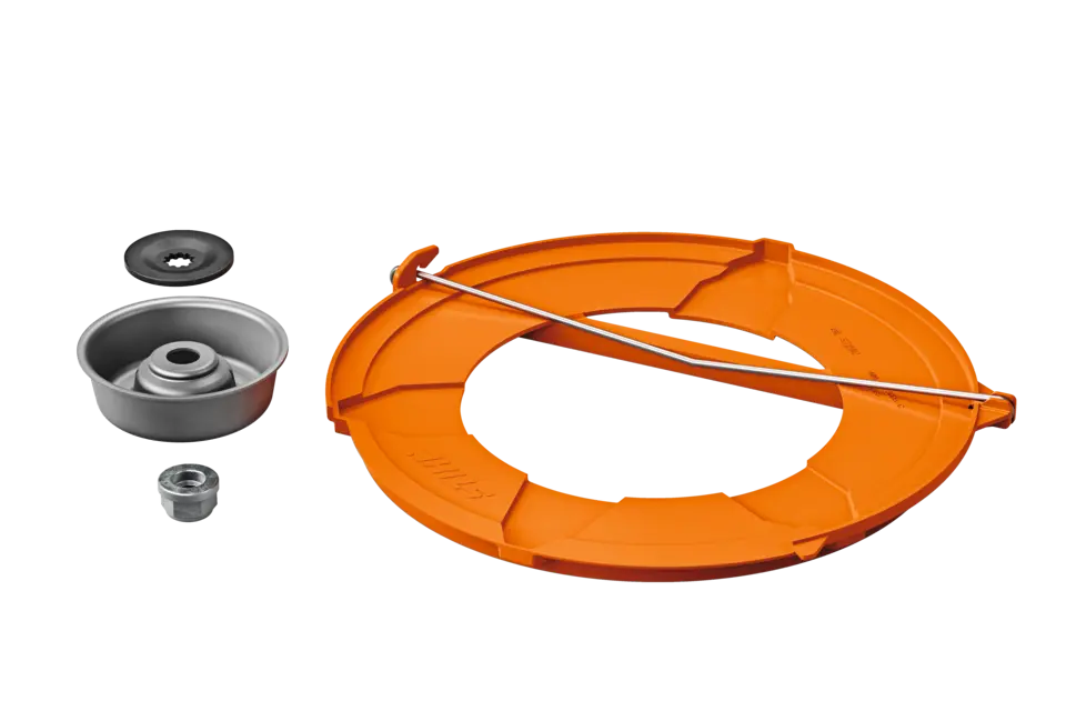 Jeu de pièces de montage, pour couteau à herbe et couteau à taillis, avec protection de transport