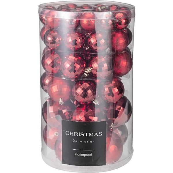 Boules de Noël rouges Koopman 80 mm – Lot de 64 pièces