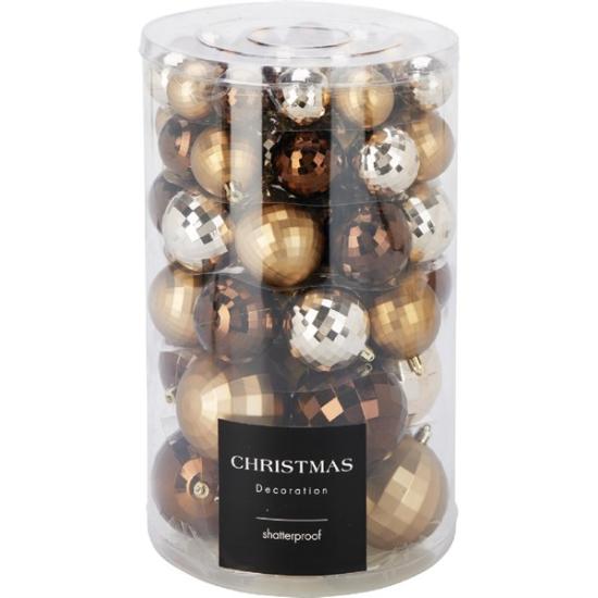 Boules de Noël effet mosaïque ambré – Lot de 64 pièces assorties